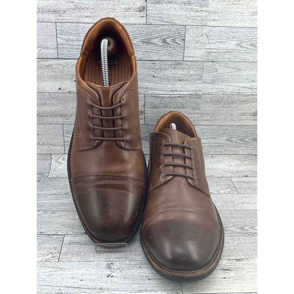 Kizik Men's Brown Leather Cap Toe Oxford Dress Shoes Lace Up Comfortable  10.5M